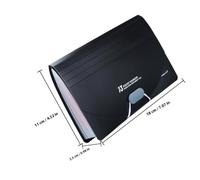 Milisten A6 Accordion Expanding File Folder with 13 Pockets, Mini Bill Folder Document Organizer with Black Cover and Rainbow Inner Pages, Portable Envelope Organizer for Receipts,