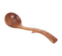Milisten Acacia Wood Soup Spoon Wood Ladle Spoon with Back Hook 11 Inch Long Handle Non-Stick Hooked Head Design Cooking Utensil for Kitchen Use