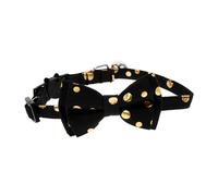 Milisten Adjustable Black Bowknot Cat Collar with Bell Detachable Skin Friendly Double Safety Buckle Lightweight Breathable Pet Neck Strap for Comfortable Daily Wear