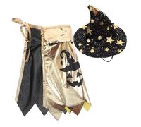 Milisten Adjustable Pet Witch Costume Cat Halloween Cloak with Black Star Wizard Hat and Cape for Small Dogs and Cats Soft Comfortable Magical Outfit for Cosplay Party