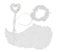 Milisten Angel Wings Kit for Cosplay with Headband and Wand Medium White Angel Wing Prop for Festival Halloween Party Stage Performance Costume Accessory for Women