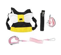 Milisten Anti Lost Strap Safety Harness with Yellow Backpack and Pink Spiral Wristband 1.5m - Walking Leash for Boys, Two-piece Set for Outdoor Safety
