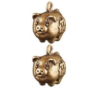 Milisten Antique Brass Little Pig Pendant Multi-Purpose DIY Pendant Retro Micro Carving Brass Craft Keychain Charm for Arts and Crafts Decoration