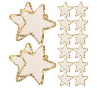 Milisten Applique for Creative Projects and DIY Endeavors Multipurpose Use 16pcs White Chenille Star Embroidered Patches with Gold Sequin Trim for Sewing on Bags and Jackets