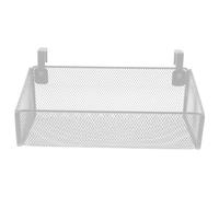 Milisten Bedside Hanging Metal Storage Basket with 2.1 Hooks, Small Light Beige Mesh Organizer for Dormitory and Home, Bedside Sundries Hanging Basket for Bedroom Storage