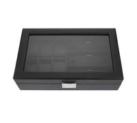 Milisten Black Carbon Fiber PU Watch Box Braided Texture, 6-Slot Wooden Watch Display Case and 3-Compartment Sunglasses Organizer for Men’s Collection