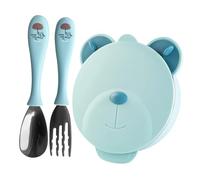Milisten Boy Girl Bowl Bear's Meal Plate Boys and Girls Feeding Bowl Thermal Insulation Stainless Steel Tableware Suction The Weaning