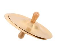 Milisten Brass Mini Finger Cymbals 6 Inch with Comfortable Wooden Handles for Kids Musical Learning at Home and Dance Performance, round Handheld Percussion Instrument for Ear Training