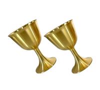 Milisten Brass Temple Wine Cups 2pcs Small 4.5cm Decorative Copper Worship Chalice Household Retro Holy Drinkware for Religious Offerings and Home Use