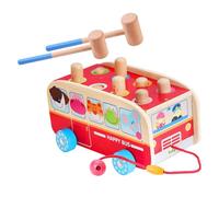 Milisten Bus Whack - Mole Toy Interactive Boys and Girls Plaything Wood Educational Toy for Toddlers Games for Year Olds Funny Hammering