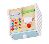 Milisten Cashier Wooden Supermarket Playset Educational Early Learning Role Play Shop for Developing Cognition Hand Eye Coordination Design