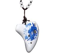 Milisten Ceramic 6-hole Ocarina Necklace with Neck Strap, Alto Porcelain Wind Instrument for Beginners and Boys and Girls, Musical with Songbook, Travel Souvenir in C Key