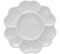 Milisten Ceramic Blossom Watercolour Palette - 17cm Porcelain Paint Tray for Artists and Students - 7-Well Flower Mixing Dish for Gouache and Acrylic Painting - White