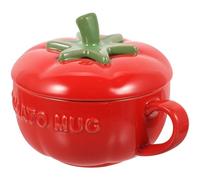 Milisten Ceramic Breakfast Mug with Lid Fruit-Shaped Water Cup Multi-use Drink Container for Kitchen and Morning Beverages