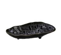 Milisten Ceramic Butterfly Feeder and Bee Feeding Water Dish 8.25-inch Obsidian Glaze Outdoor Garden Butterfly Feeding Bowl Puddler for Pollinators