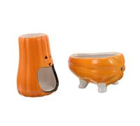 Milisten Ceramic Hamster Water Bottle Holder with Widened Anti-fall Base Dual-use Pumpkin Dispenser and Hideout for Small Pets Like Mice Gerbils Rats Stable Water Mount