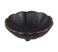 Milisten Ceramic Japanese Sauce Bowl and Teabag Dish - Black Multicooker Plate with Flower Design for Vinegar and Small Portions
