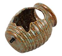 Milisten Ceramic Jar Indoor Fountain Water Feature Eco Fish Tank Small 14cm Green Glaze without Pump for Garden Courtyard Tabletop Decorative Waterfall