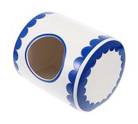 Milisten Ceramic Pet Cooling Nest for Hamsters and Guinea Pigs Summer Cool House with Stable Base and Structure Blue Ceramic Rodent Sleep and Activity Shelter