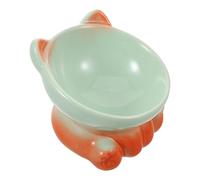 Milisten Ceramic Raised Cat Feeder Bowl with Slow Feeder Design for Portion Control Elevated Pet Food Dish for Senior Cats and Small Dogs Easy to Clean Dual Purpose Feeding Station