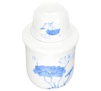 Milisten Ceramic Sake Warmer Set Blue Floral Pattern Japanese Style Liquor Warmer Kettle 3pcs Wine Heating Set for Home and Dining Use