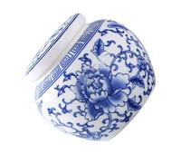 Milisten Ceramic Tea Leaf Jar with Sealing Lid Blue and White Porcelain Storage Canister for Tea, Coffee Beans, Nuts Traditional Chinese Peony Pattern Container for Kitchen and Dining