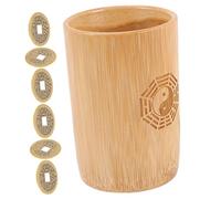 Milisten Chinese Divination Coin with Bamboo Bucket Copper Fortune Telling Supplies for Traditional Feng Shui and Ancient Chinese Divination Games Bamboo and Material for Social Fun and