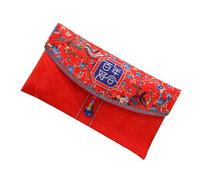 Milisten Chinese Wedding Red Envelope Fabric Bag for Bridal Shower and Engagement Double Happiness Design and Large Capacity