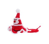 Milisten Christmas Party Costume Pet Hat with Chin Rope Mini Knitted Warm Santa Cap for Puppy and Cat Festive Crochet Holiday Accessory with Pompom for Photo Props and Use