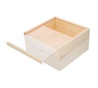 Milisten Clear Money Jar Unfinished Wooden Box with Transparent Slide Lid Blank Natural Wood Display Case Decorative Jewelry Container (20 * 10) Shadow Frame Money Box
