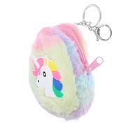Milisten Coin Purse Unicorn Plush Zipper Wallet with Rainbow Keychain for Party Accessories Small Change Holder