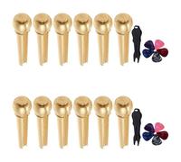 Milisten Copper Acoustic Guitar Bridge Pins Set with 2 Bridge Pin Pullers 6 Brass String Pegs 5 Picks 24pcs Replacement and String Replacement Accessories