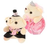 Milisten Couple Bear Doll Wedding Decorations 1 Pair Plush Stuffed Bears Crown Pink for Valentine’s Day Desktop Decor
