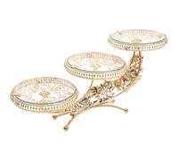 Milisten Crystal Glass Fruit Display Plate Golden Dessert Tray Cake Stand Snack Serving Platter for Home Tea Party