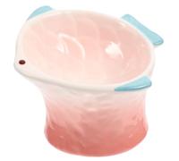 Milisten Cute Pink Fish Shape Elevated Cat Bowl Shallow PET Feeder Protective Design Creative Decorative Food Dish for Cats and Kittens