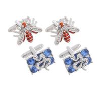 Milisten Design Rectangular Crystal Inlaid Metal Suit Cufflinks for Men, 2 Pairs French Cuff Shirt Accessories, Business Formalwear Jewelry Set