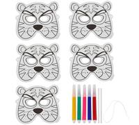 Milisten DIY Inflatable Balloon Animal Mask for Tiger Design Blank Paintable Masquerade Accessories for Creative Coloring Reusable Craft for Party Decor and Art Activities