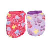 Milisten Dog Clothes 2pcs Warm Bunny Paw Print Pet Apparel Purple and Rose Red Xxs for Small Puppies and Baby Dogs Festival Costume Photography Prop