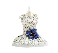 Milisten Dog Lace Dress for Pets Comfortable Daisy Pattern Costume with Sunflower Decor for Weddings Birthdays and Photoshoots Blue Flower