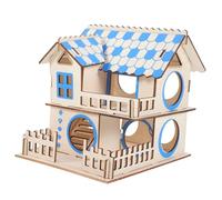 Milisten Double-layer Log Wood Hamster House Villa Pet Hamster Villa with Multifunctional Design for to Play Sleep and Explore Gift for for for for Small