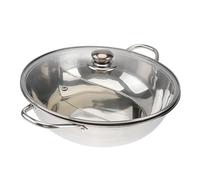 Milisten Dual Flavor Stainless Steel Multi Cooker Pot 32cm Induction Cooker Pot Glass Lid for Family