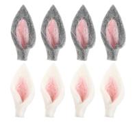 Milisten Easter Felt Rabbit Ear Decorations DIY Supplies, 8pcs Gray and White Bunny Ears Accessories for Easter Party Crafts and Holiday Decor