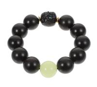 Milisten Ebony Buddhist Beads Bracelet with Luminous Beads, 2.0mm Black Sandalwood Strand for Meditation and Hand Protection Jewelry