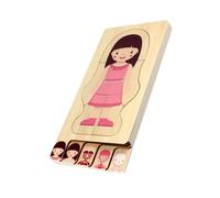 Milisten Educational Wooden Body Constitution Puzzle for Over Multilayer Human Anatomy Puzzle Enhances Cognition Hand Eye Coordination Logical Thinking Safe Burr Design