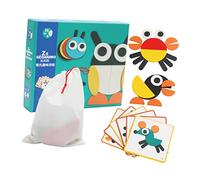 Milisten Educational Wooden Geometric Tangram Puzzle for Animal Shape Brain Teaser Interactive Parent Learning Game to Develop Creativity Imagination and Social Skills