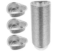 Milisten Egg Tart Dessert Baking Cups Recyclable Aluminum Foil Muffin Cups 100pcs Set Heart Shaped Non-Toxic Odorless