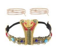 Milisten Egyptian Snake Bracelets and Headband for Accessories Comfortable Halloween Hair Band and Decorative Egyptian Headpiece for Parties and Cosplay