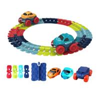 Milisten Electric Track Car with LED Lights and 46pcs Assembly Set, DIY Bend Race Track Rail Car for Boys, Battery-Free Interactive ’S for Indoor Play