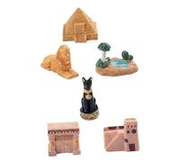 Milisten Elegant 6pcs Resin Mini Ancient Egyptian Figurines Model Decorations for Landscape Collectible Mini Statues