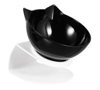 Milisten Elevated Pet Feeding Bowl for Cats and Dogs Tilted Design for Comfort Vomiting Easy Swallowing Pet Bowl for Relaxed Meals Single Black Bowl